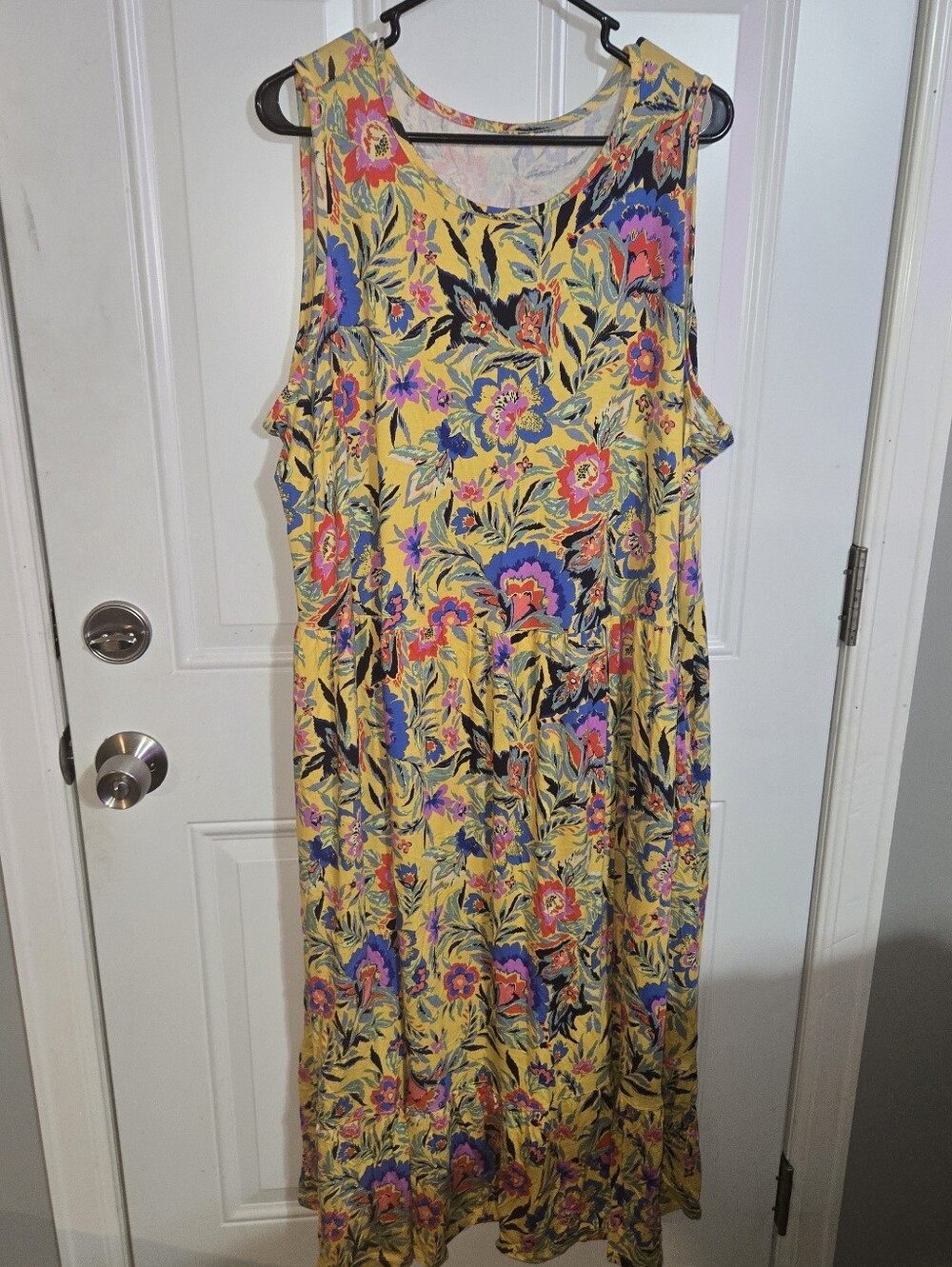 Terra & Sky Yellow Floral Sleeveless Women's Dress Size 2XL (No Tags)